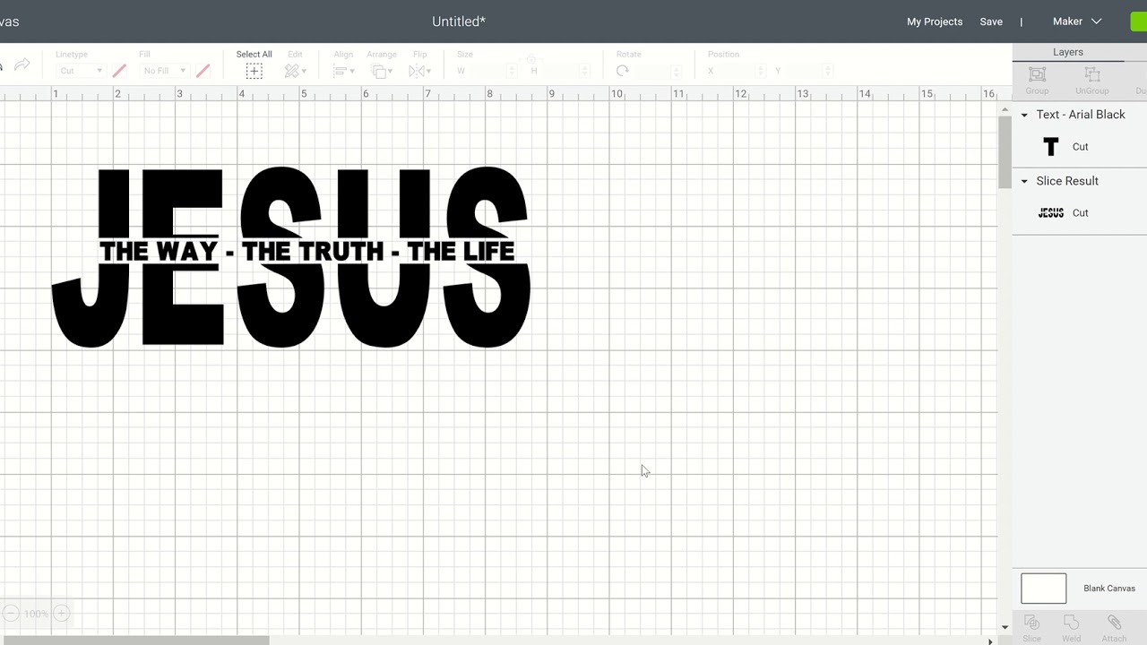 Как разрезать слово в Cricut Design Space