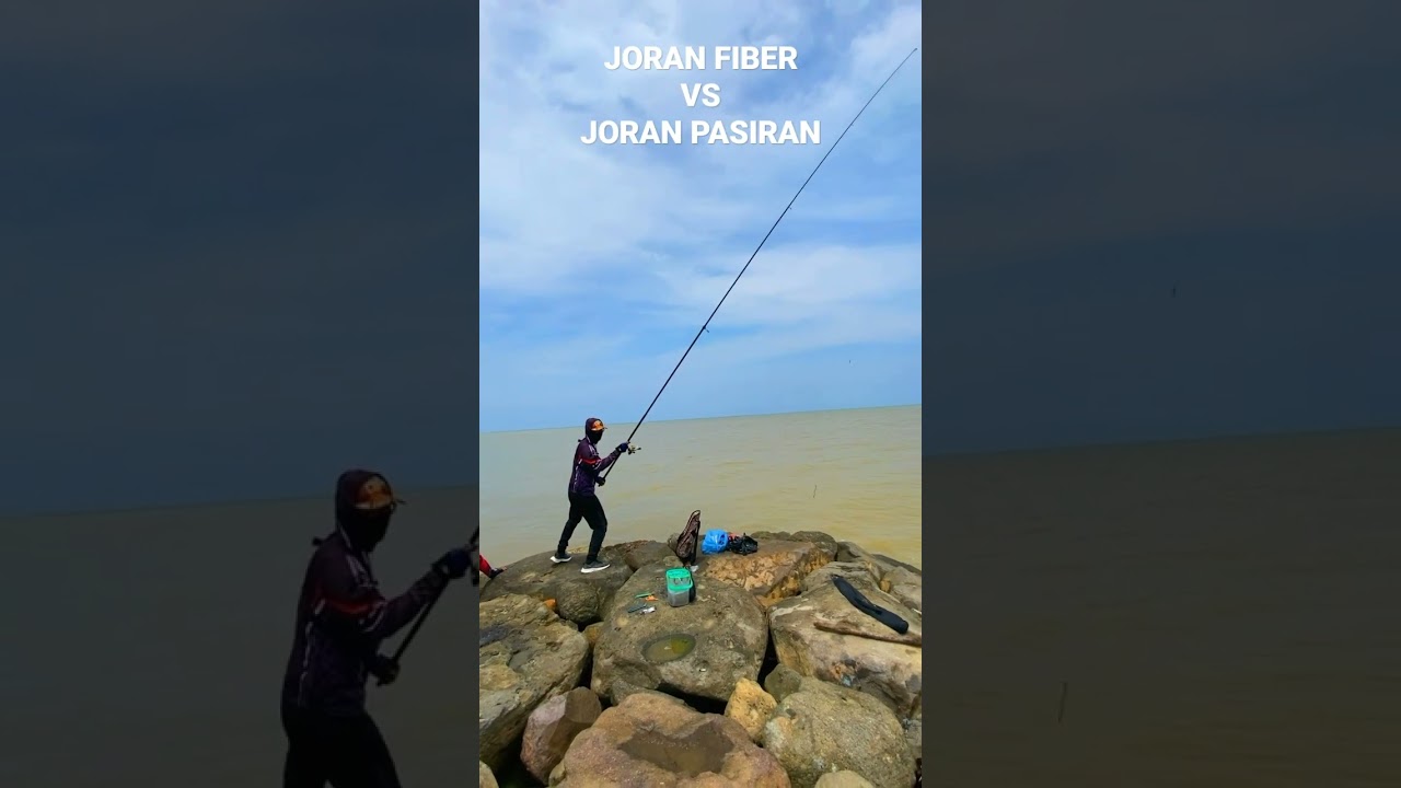 lemparan jauh (joran fiber vs joran pasiran) #shorts