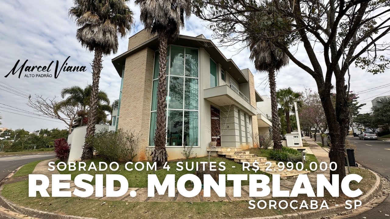 SOBRADO EM ESQUINA DE FRENTE PARA O LAGO COM 4 SUÍTES, MOBILIADA E DECORADO MONTBLANC EM SOROCABA SP