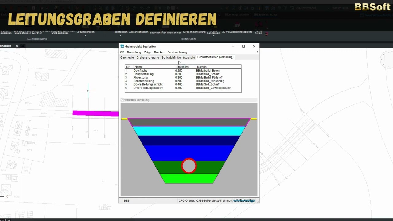 BBSoft® | Neues Feature in V2024: Leitungsgraben