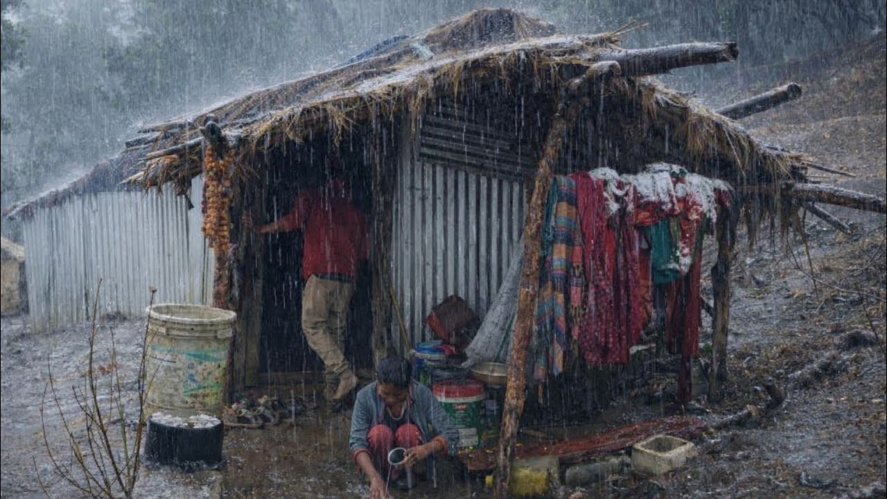 This is Himalayan Village || During the Heavy Rainy Season |Daily Activities People in Village Life