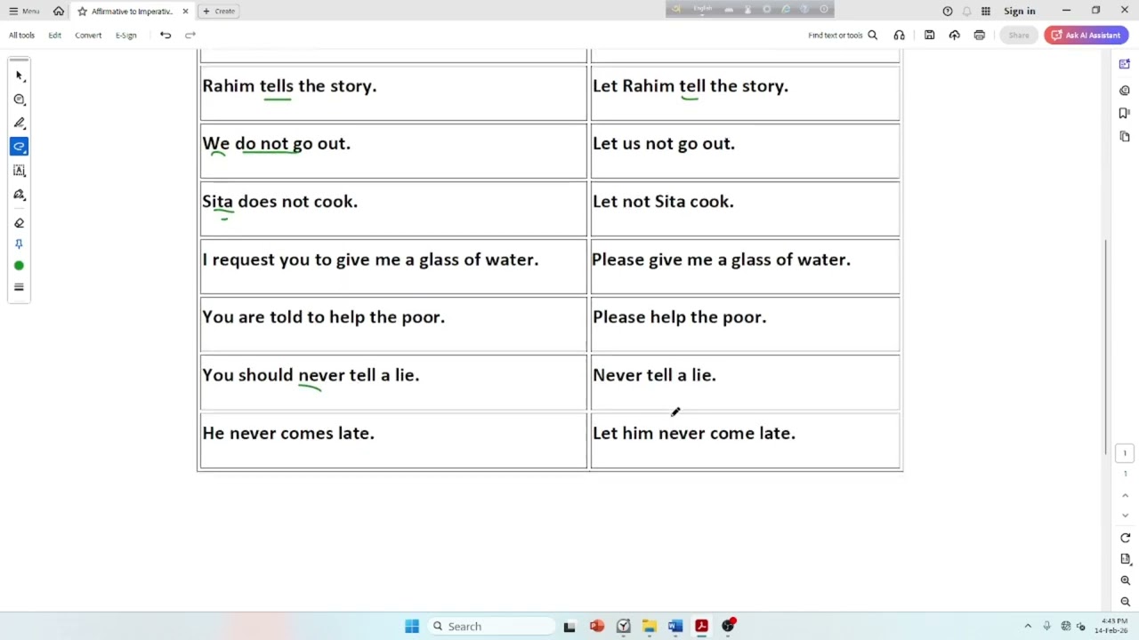 Changing Sentence from Affirmative to Imperative. for Class Six to Ten