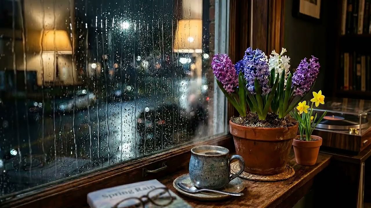 [3시간] 빗소리와 로파이 재즈 🌧️ 독서, 수면, 집중을 위한 아늑한 밤 (뮤트 트럼펫, 바이닐 노이즈)