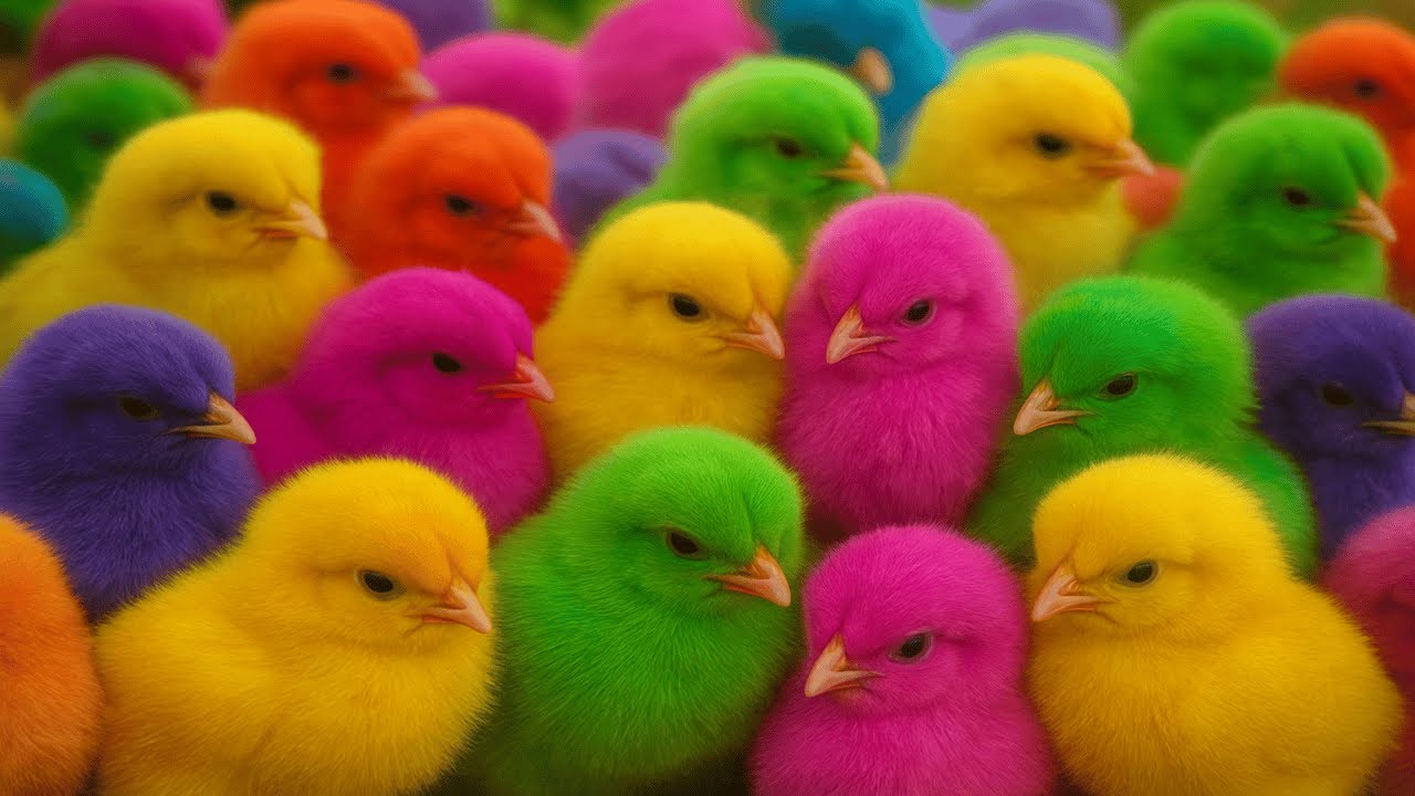 World Cute Chickens, Colorful Chickens, Rainbows Chickens, Cute Ducks, Cat, Rabbits,Cute Animals🐤🐣🦆🐟