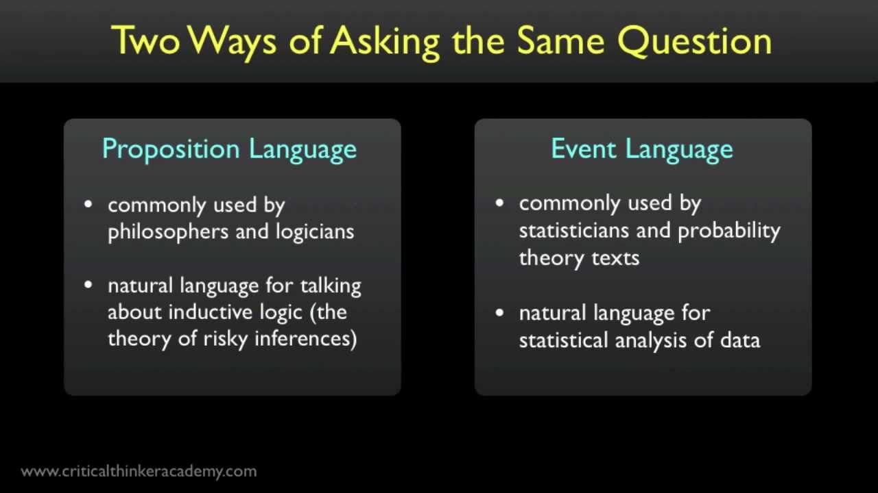 Probabilities: Proposition Language vs Event Language