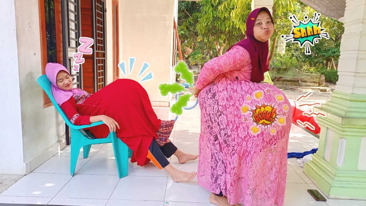 Drama Lucu🤣 Adik Tidur Di Kursih Di Kerjain Kakak Perutnya Di Tiup Angin Kentut Dan Selang !!