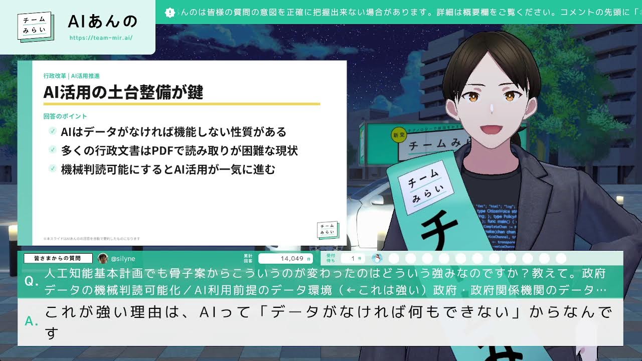 【チームみらい】AIあんのが、24時間皆さんからの質問にお答えします！④【2026衆院選】