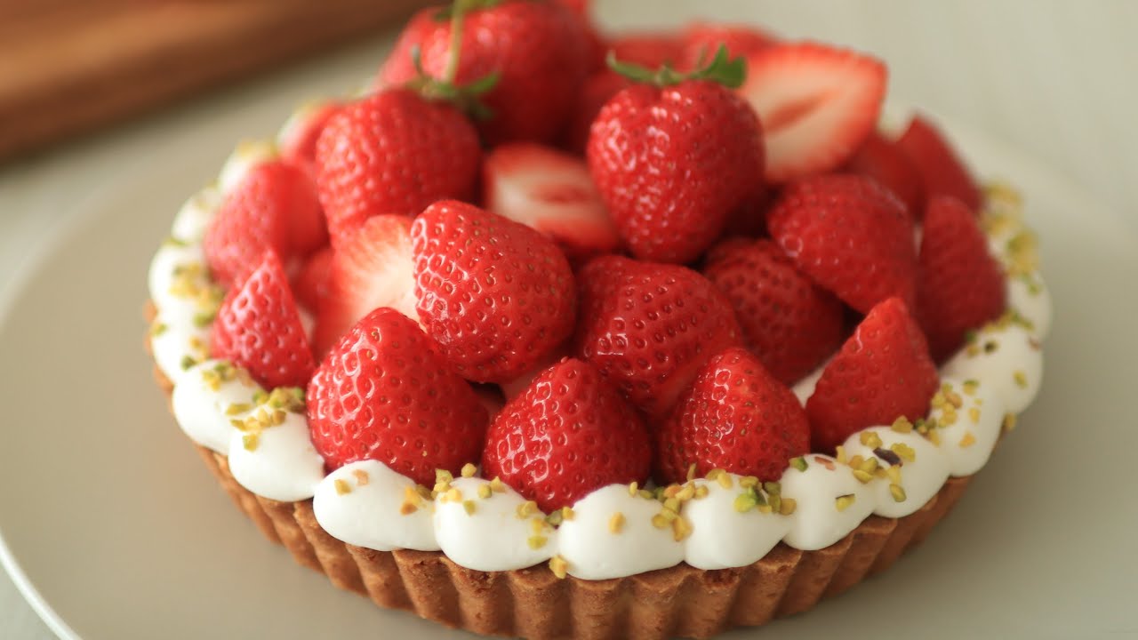 苺とピスタチオのタルトの作り方(How to make strawberry and pistachio tart)