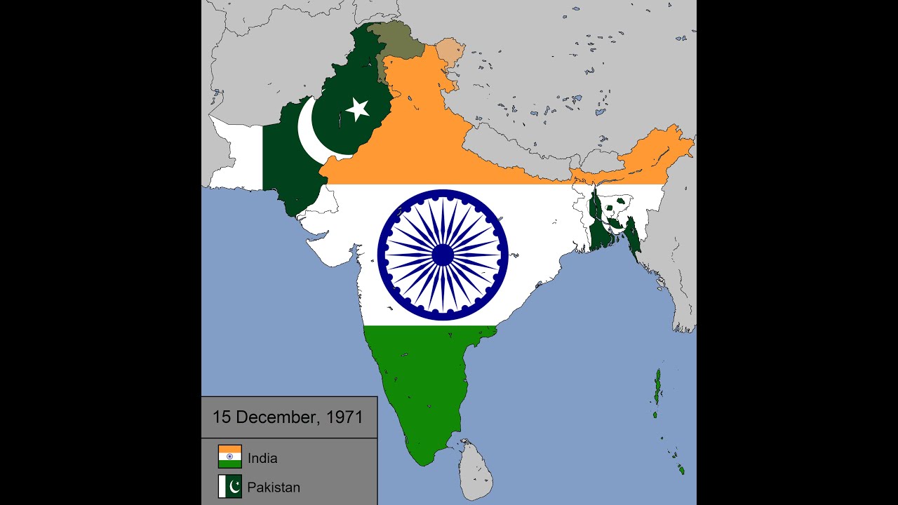 The Indo - Pakistani War of 1971 with Flags: Every Day