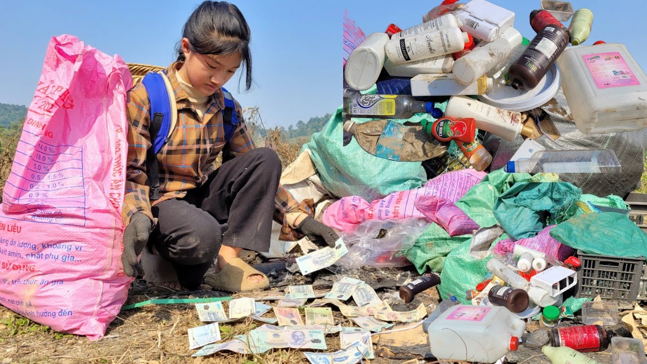 One lucky day, the orphan girl was picking up scrap and found a large sum of money in the scrap pile