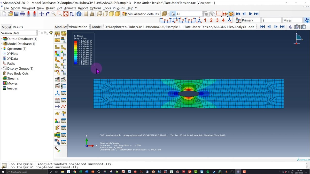 ABAQUS Example | Symmetric Plate Under Tension