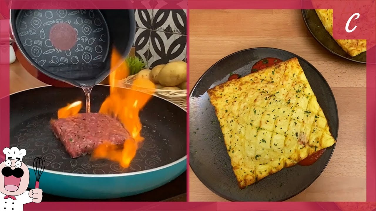 Ravioles de carne! Con una costra crujiente de puré de patata! 😋