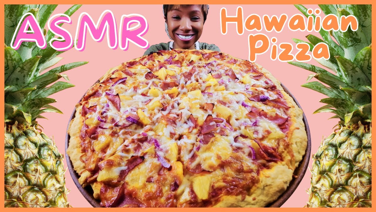 ASMR | MUKBANG CHEESY HAWAIIAN PIZZA | HAM | PINEAPPLE | ONION PIZZA