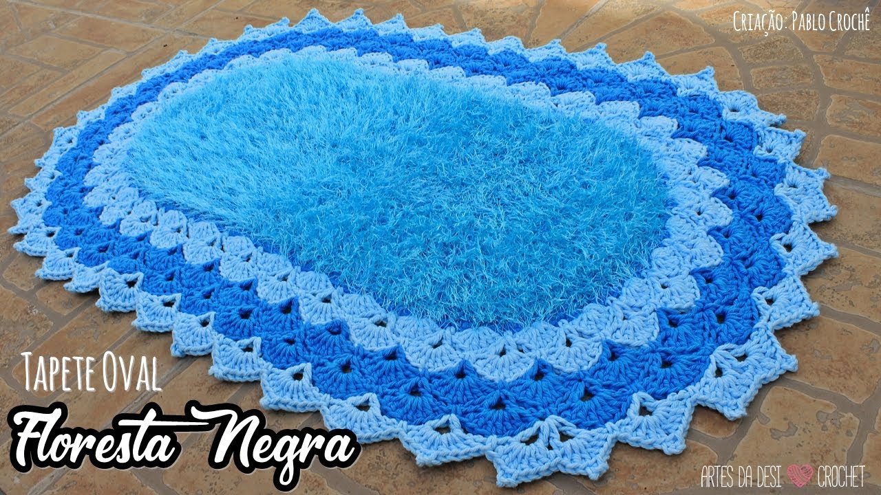 Tapete Oval de Crochê ~ Floresta Negra ~ Tapete Felpudo ~ Artes da Desi