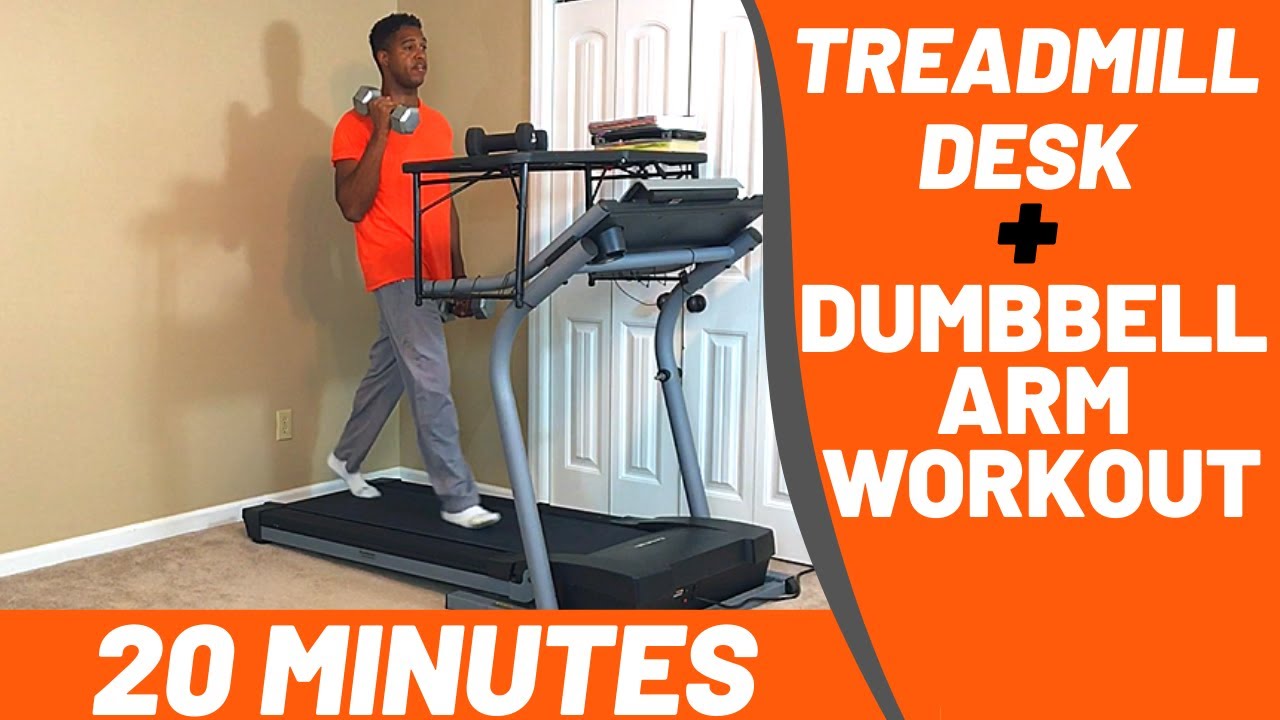 Dumbbell Arm Workout while walking on Treadmill desk
