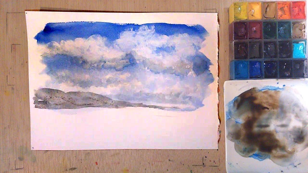 Acuarela - Como pintar Nubes y Cielos | Watercolor Cloud Skies Acuarelas