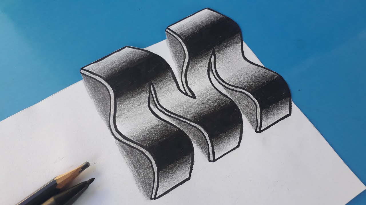 3d Drawing Capital Alphabet Letter M On Paper For Beginners / How To Write Easy Art