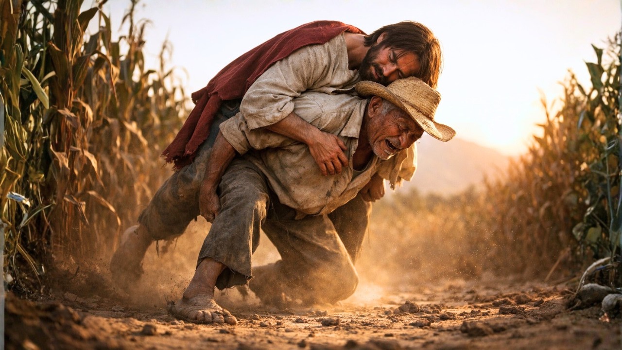 EL CAMPESINO CARGÓ A UN HERIDO ENTRE LOS MAIZALES... ERA JESÚS