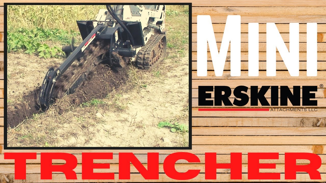 Mini Trencher for mini skid steer in action