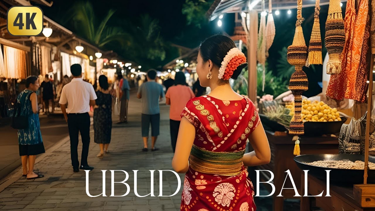 4K Walking Tour UBUD BALI in the Evening | Monkey Forest, Goutama Street, Art Market Today 2025
