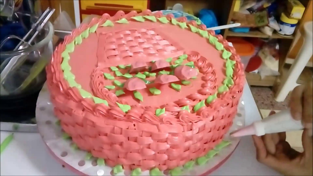 Pastel decorado con tejido canasta! Súper fácil