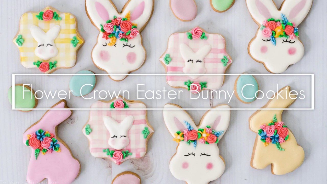 Flower Crown Easter Bunny Cookies