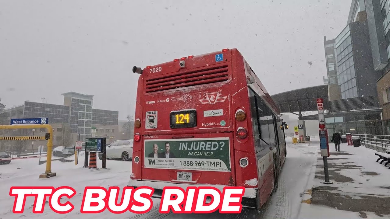 TTC 124 Bus Ride from Lawrence Station to Sunnybrook Hospital 