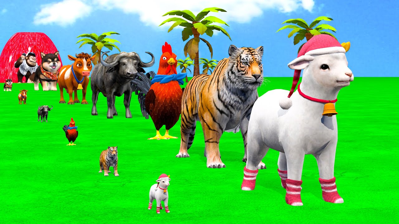 Long Slide Game With Cow Elephant Gorilla Hippopotamus Tiger 3d Animal Game Funny 3d Animals