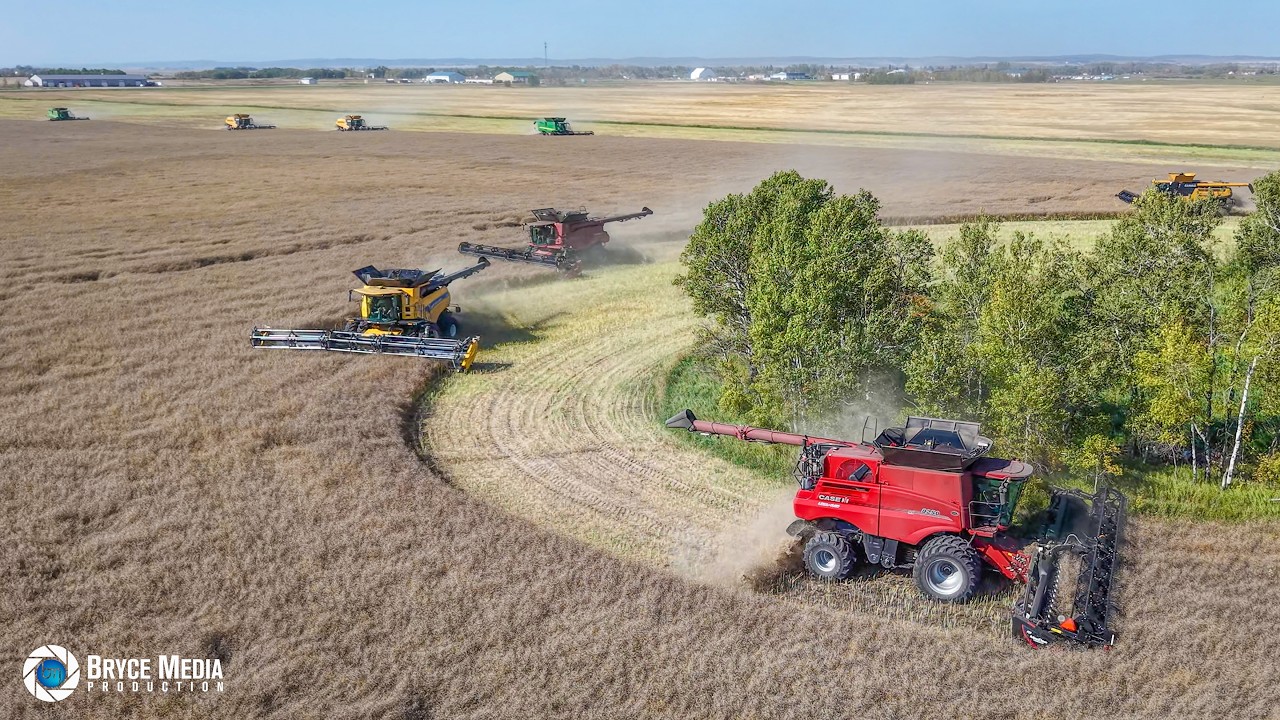 XXL-Ernte & Spendenaktion / 9 Mähdreschern + 4 Traktoren in Kanada! Landwirtschaft mit POWER! Teil 2