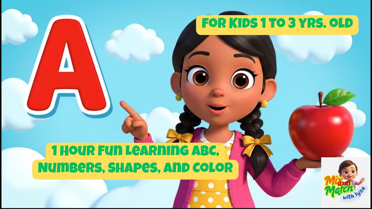 1 hour Fun Learning ABC, Numbers, Shapes, and Colors / Compilation for Kids Learning
