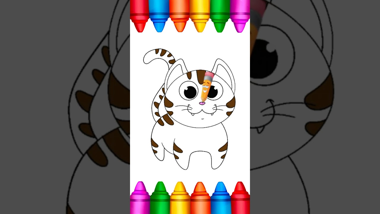 Funny Cat Coloring Pages #shorts #youtubeshorts #coloring