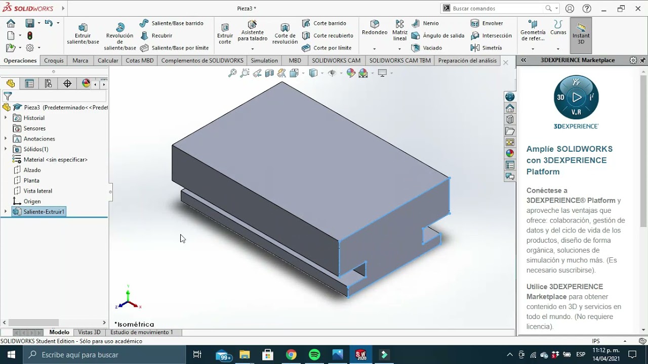 Barra guia SolidWorks