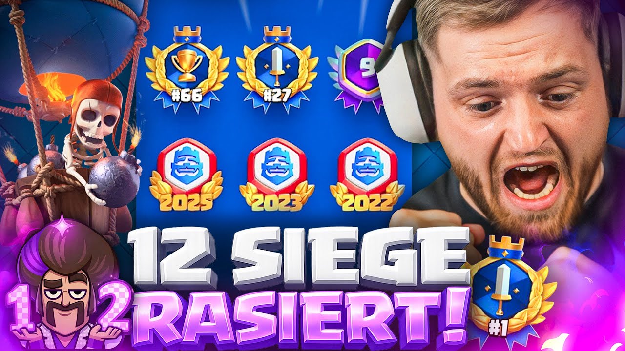 😍🤯PLATZ 20 der WELT RASIERT! - Back to Back 12 SIEGE in Grand Challenge! | Clash Royale F2Pass