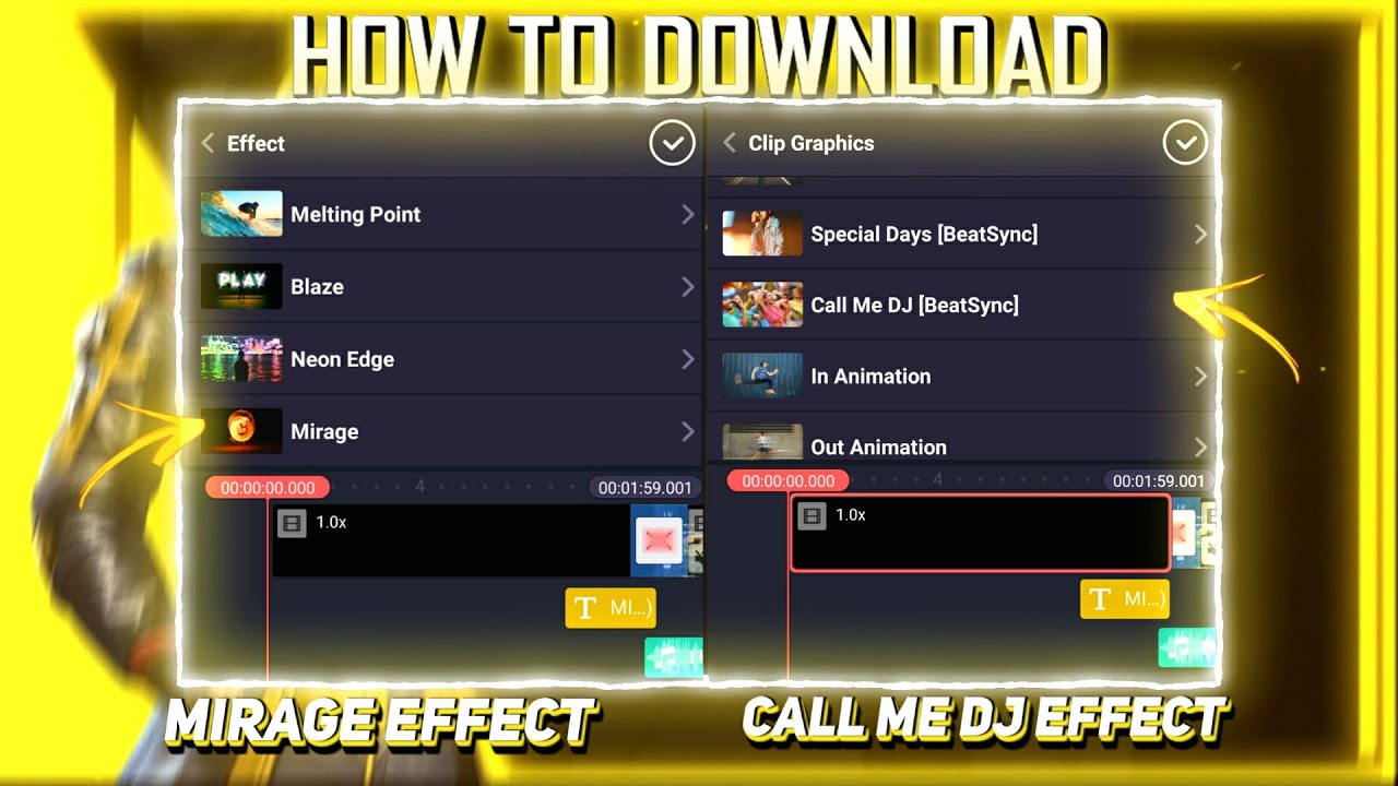 How to Download Mirage effect and Call me DJ effect || Kinemaster tutorials