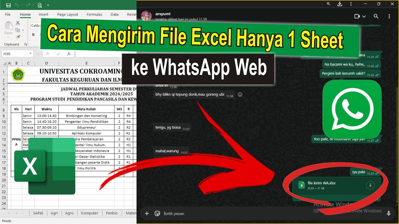 Cara Mengirim File Excel Hanya 1 Sheet Saja ke WhatsApp Web • 