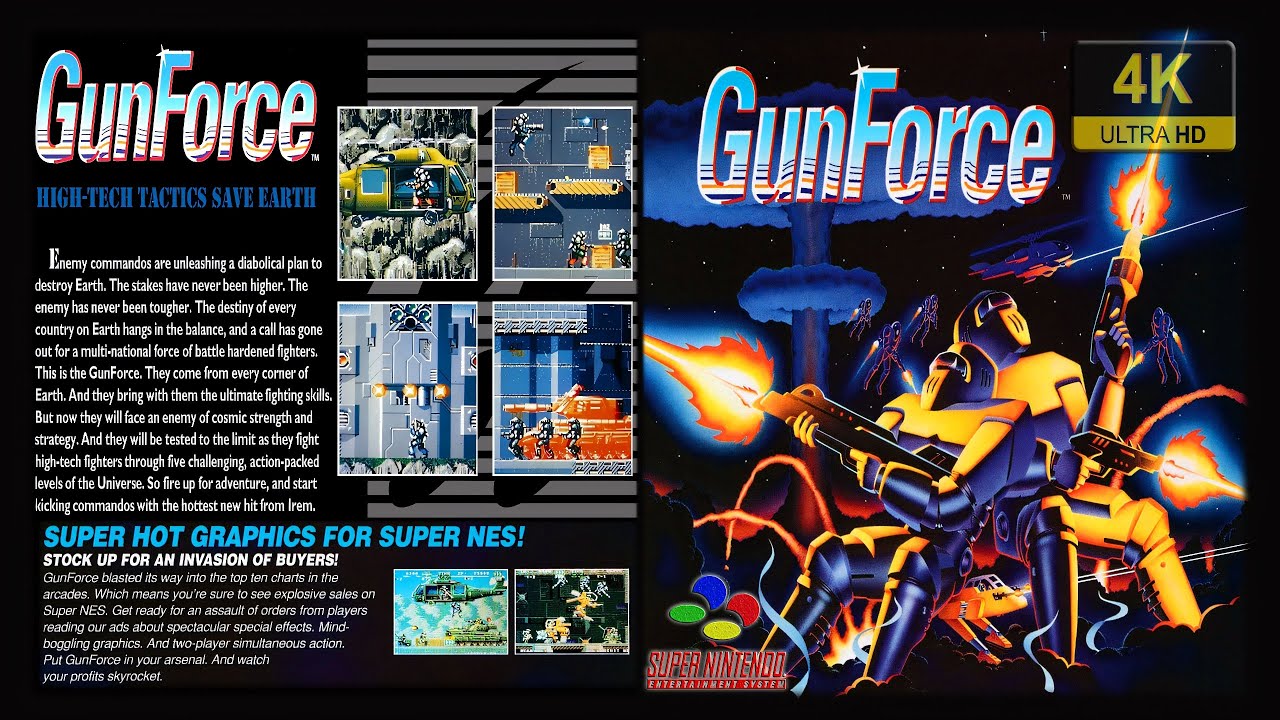 GunForce - Battle Fire Engulfed Terror Island | 4K60ᶠᵖˢ | Longplay (SNES)