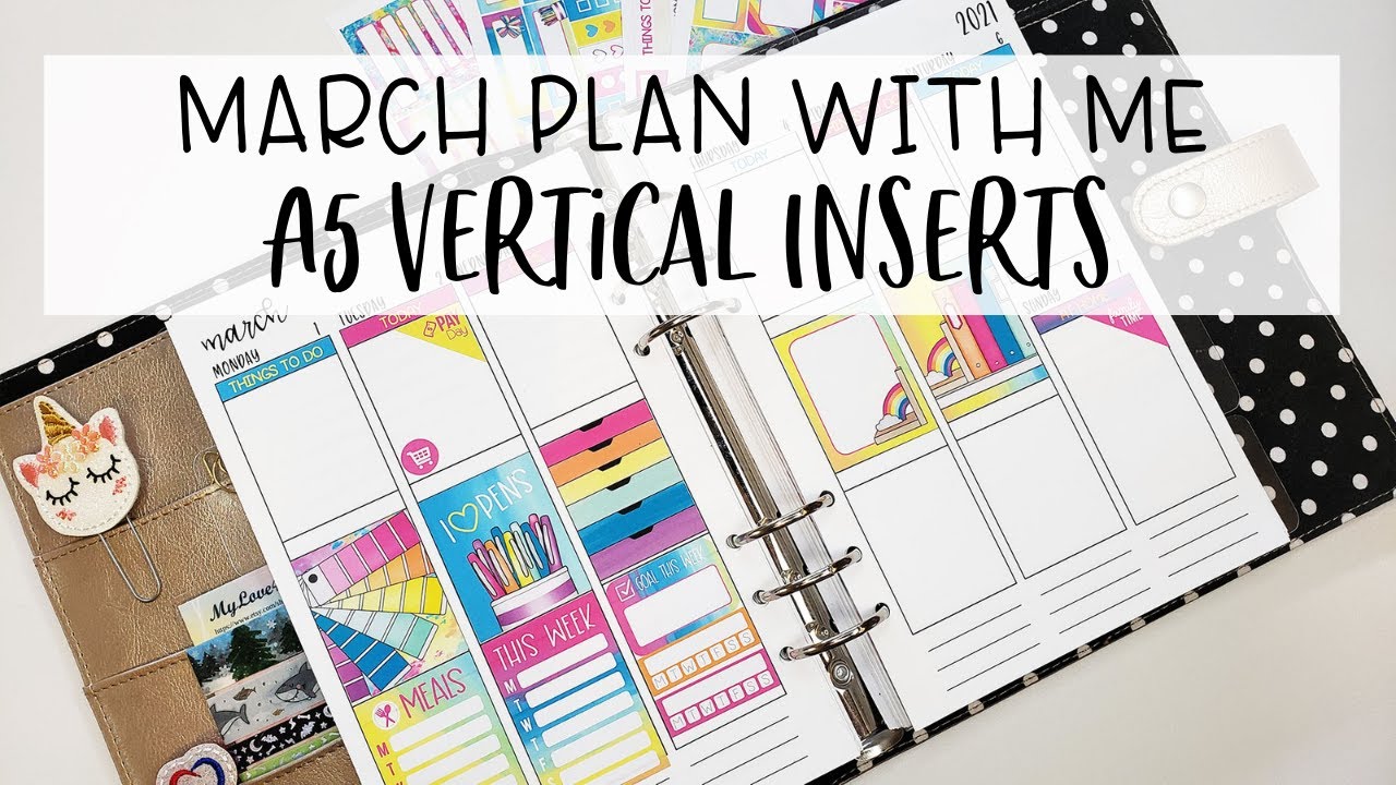 March Plan With Me |  A5 Vertical Planner Inserts ft. Planner Envy Stickers