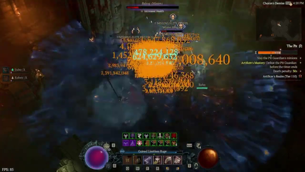 Diablo 4 Season 6 Barbarian Pit 110 Clear (Mighty Throw)