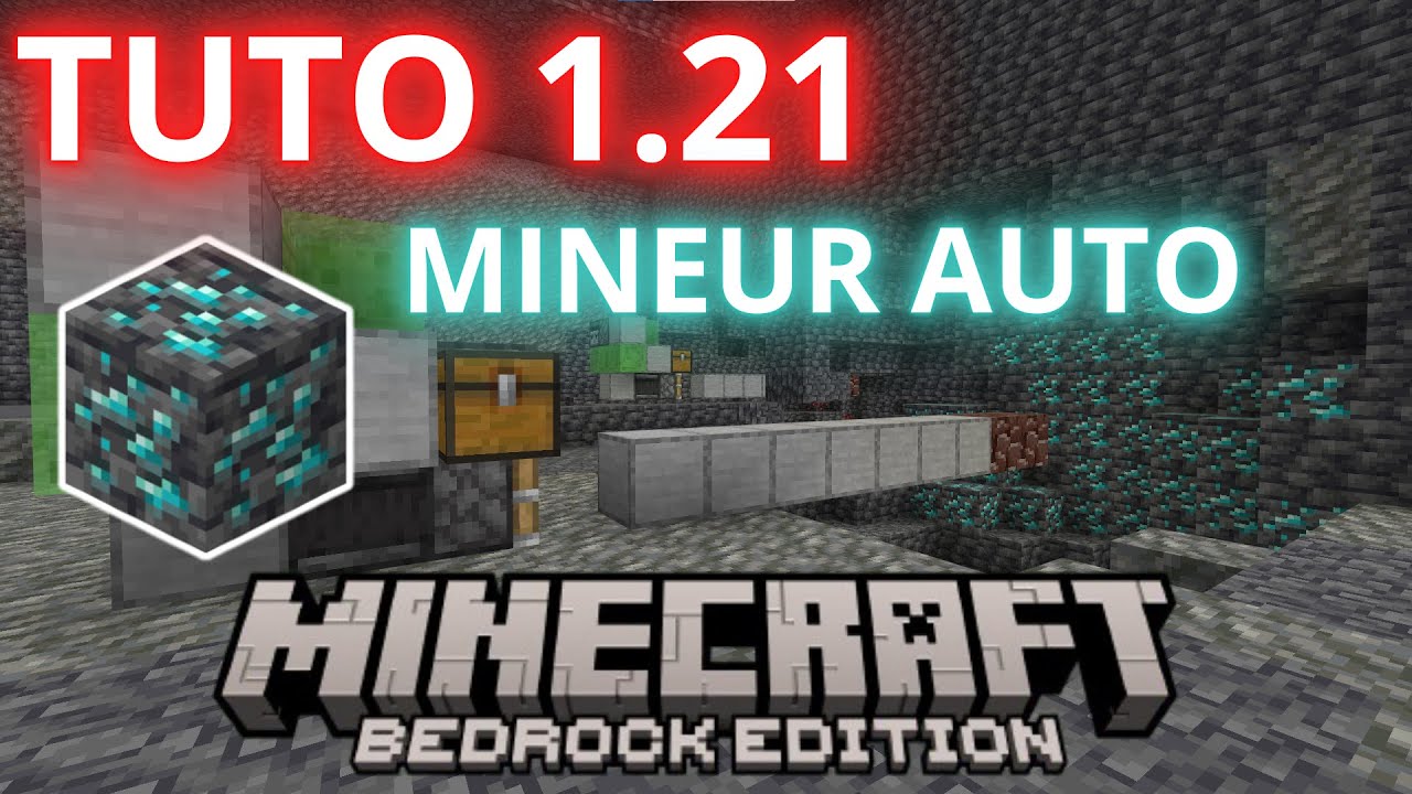 TUTO DIAMANT/MINEUR AUTO SUR MINECRAFT BEDROCK 1.21 [FR]