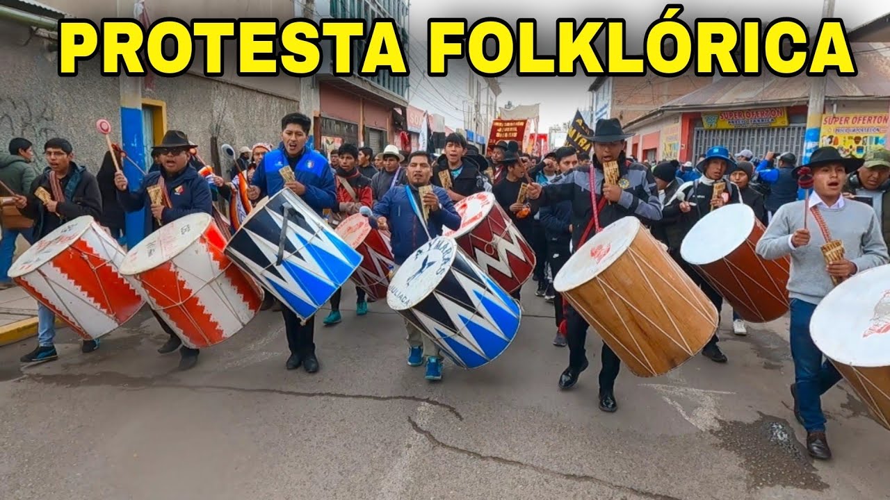 Protesta FOLKLÓRICA  SIKURIS/ FEDAC 2023 en contra del Gobierno del PERU