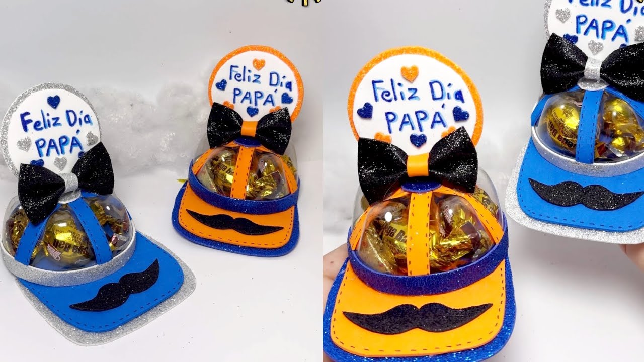 👨🔥hermosos dulceros en forma de gorros🧢 con materiales reciclados y foami👨