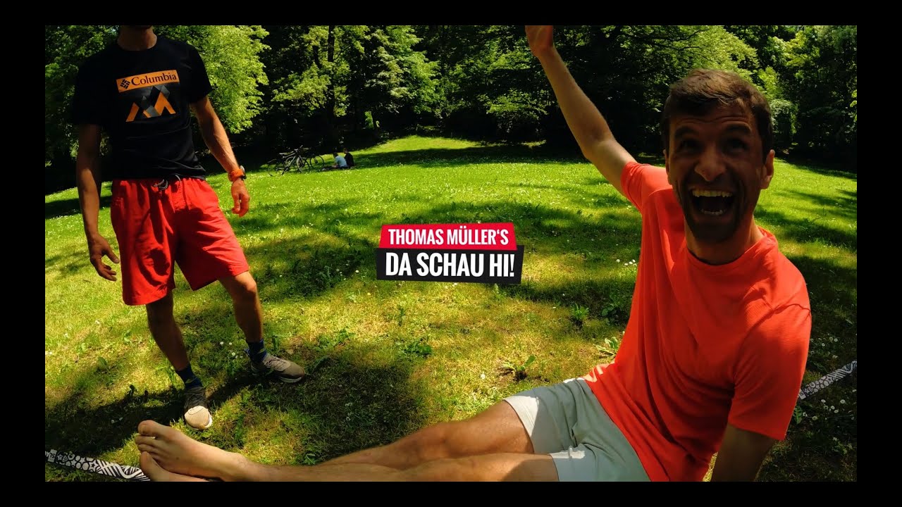 Thomas Müller lernt Slacklinen :D