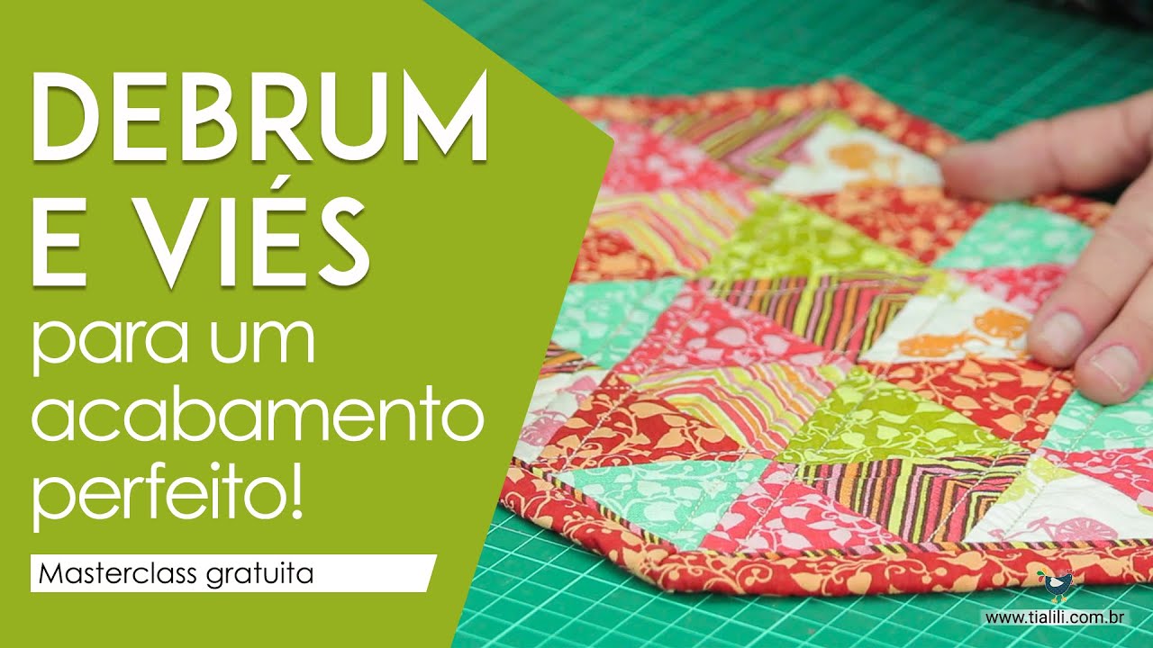 Como fazer VIÉS ou DEBRUM de acabamento: costura de viés de tecido ou debrum em canto mitrado fácil!