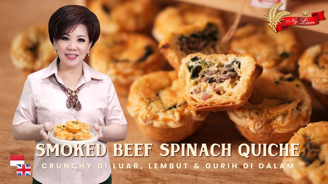 MUDAH,PRAKTIS!Resep Smoked Beef Spinach Quiche,Pie Gurih 100% Nagih!!