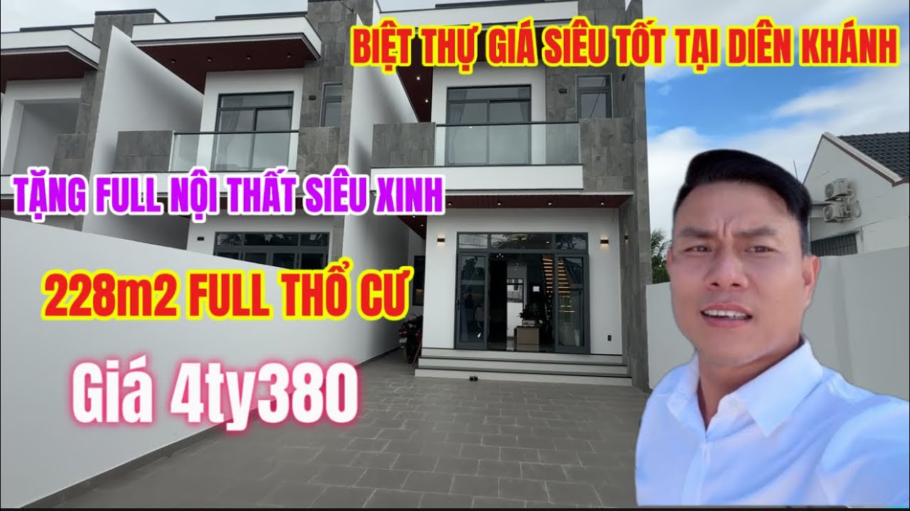 Kẹt tiền bán. Siêu biệt thự đẹp hai tầng giá tốt-Tại Diên Khánh. 228m2 full nội thất