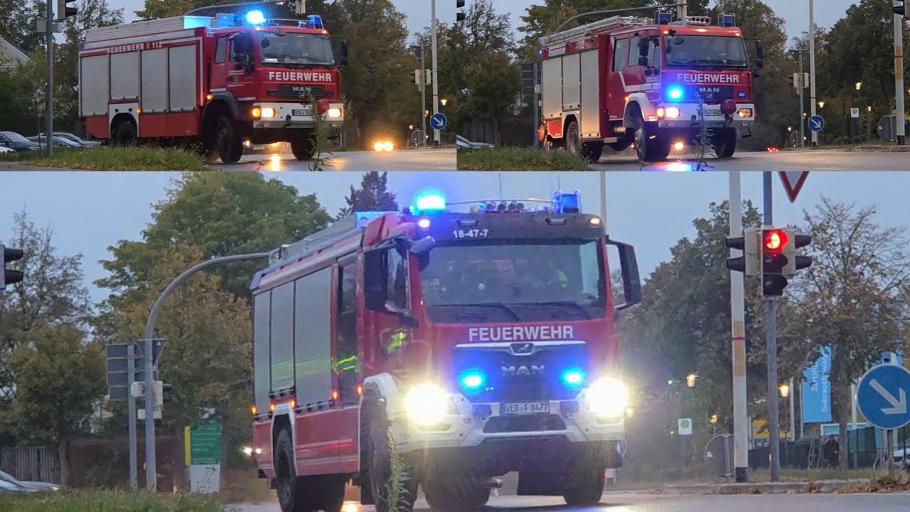 Das LF20, HLF20/16 & der RW der Ortsfeuerwehr Verden auf Einsatzfahrt zur Topf auf Herd brand.