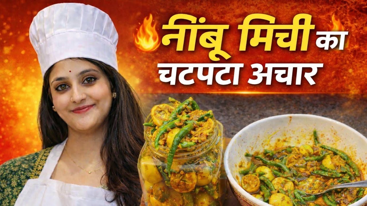 निंबू और हरी मिर्च का चटपटा अचार | 5 मिनट की आसान रेसिपी | Lemon Chilli Pickle....