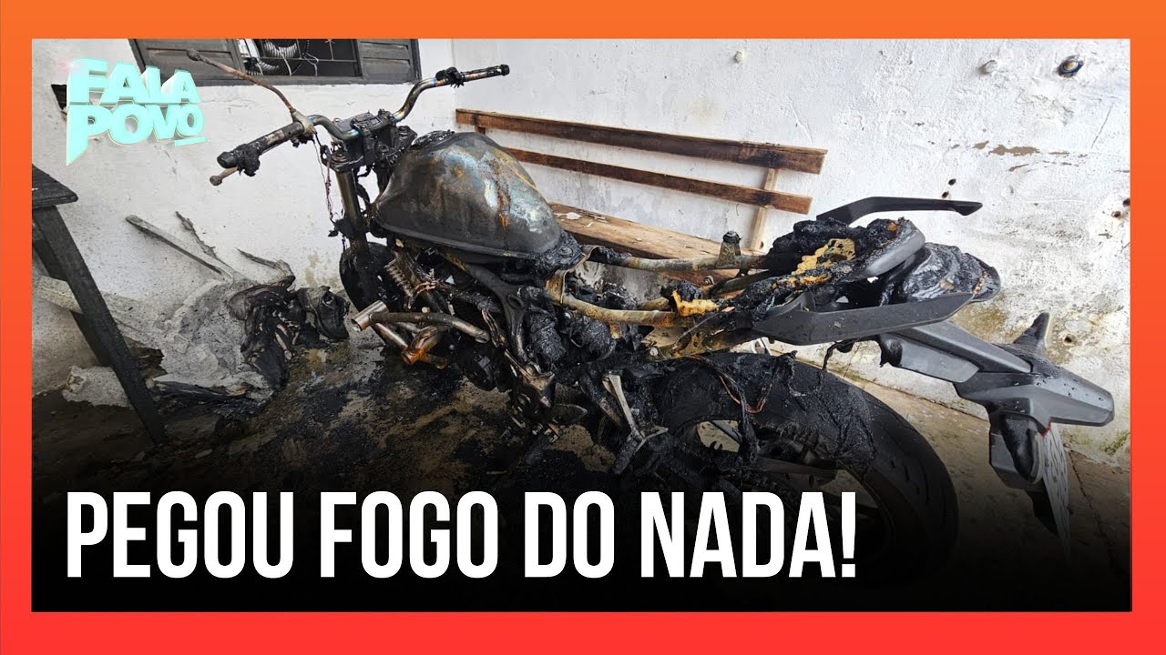 Moto de R$ 27 mil pega fogo sozinha em garagem, em Uberlândia