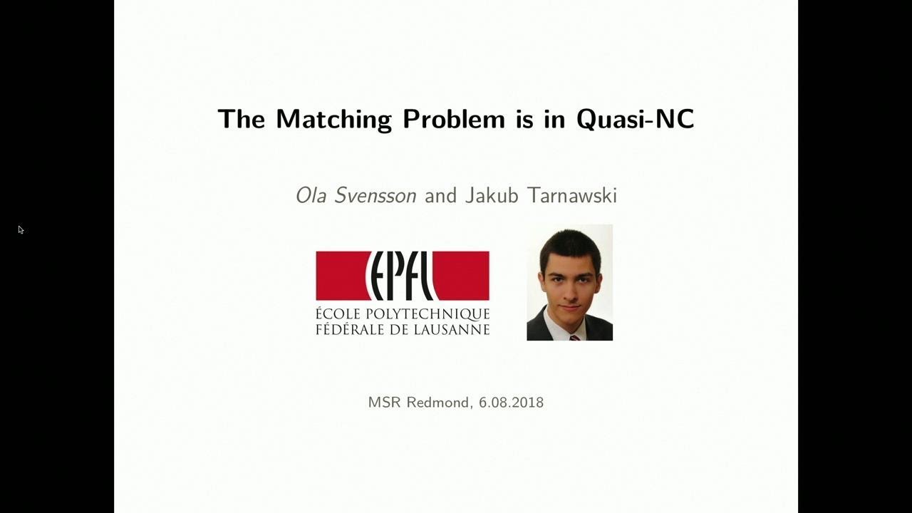 The Matching Problem in General Graphs is in Quasi-NC