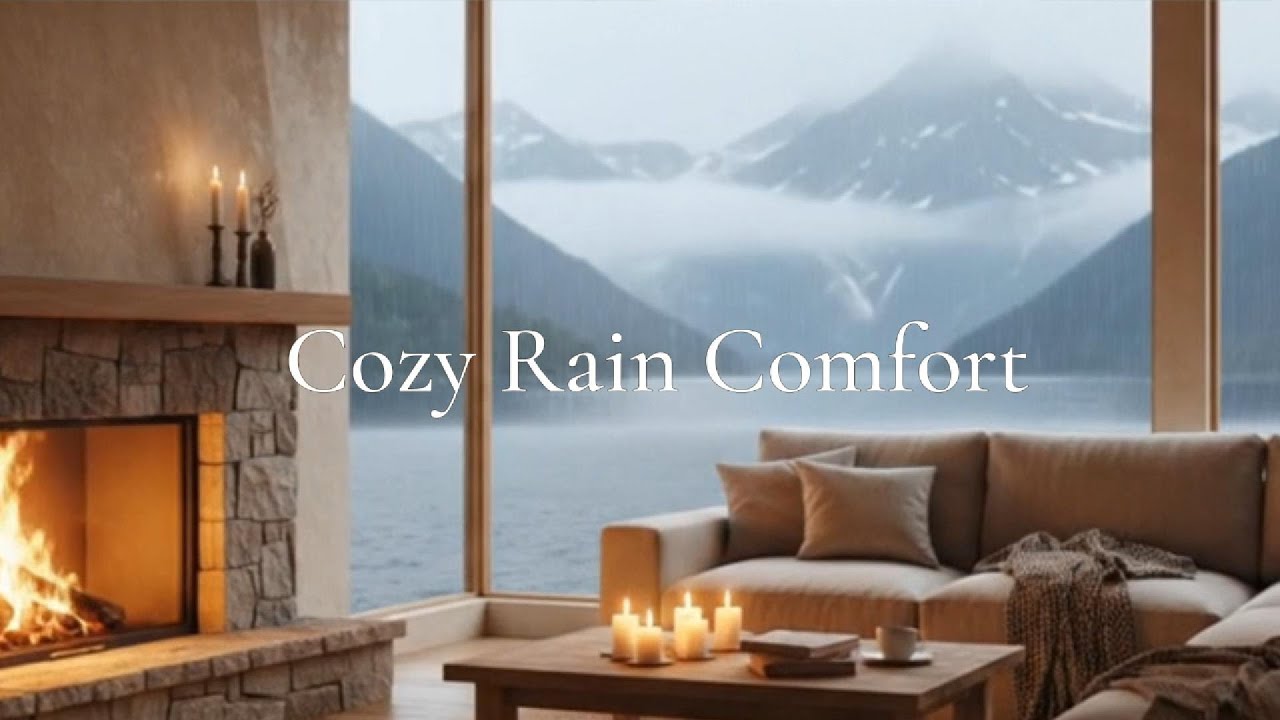 Cozy Rainy Day Ambience 🌧️🔥 Gentle Piano & Crackling Fireplace